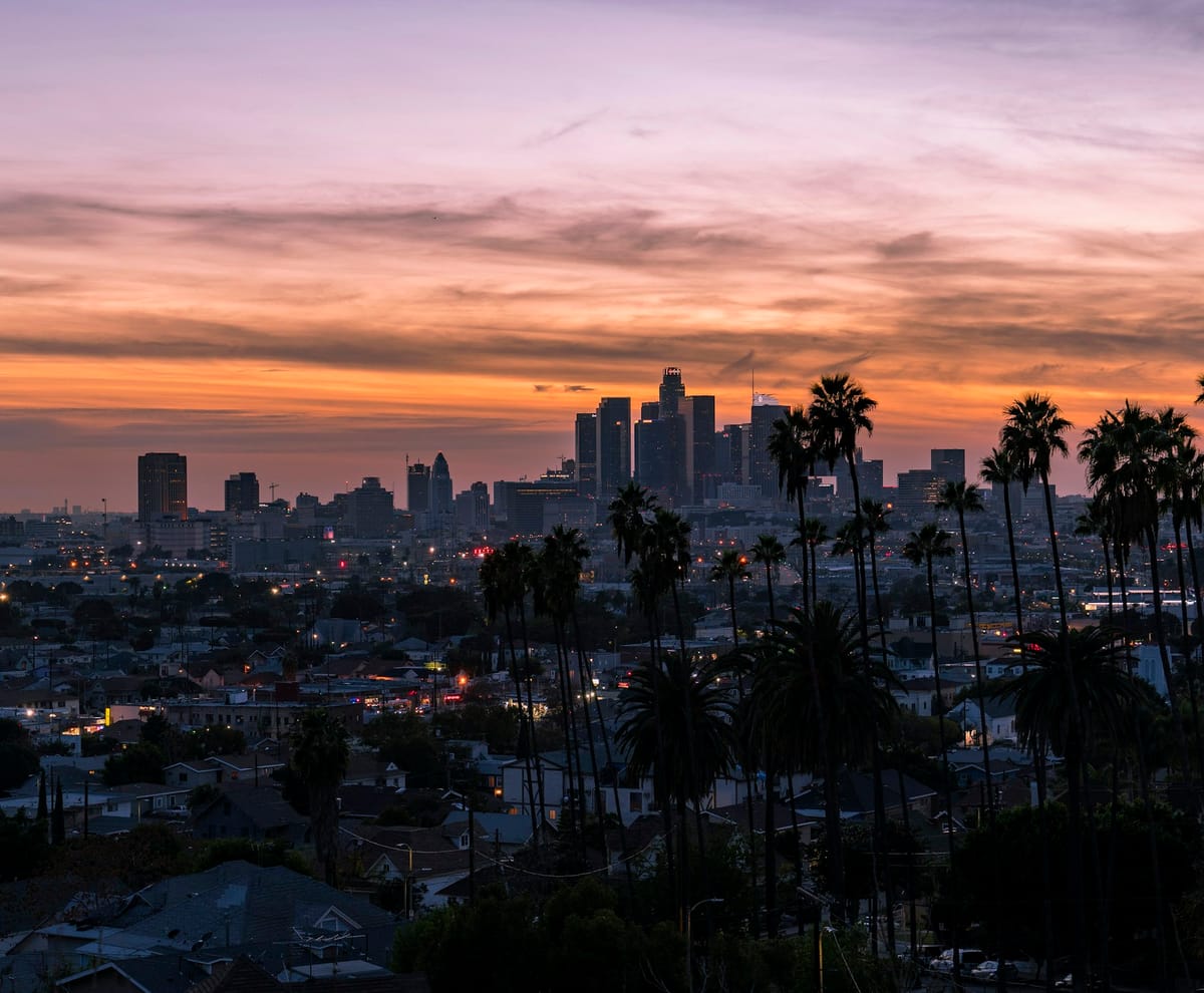 The Downtown Los Angeles skyline and financial district
